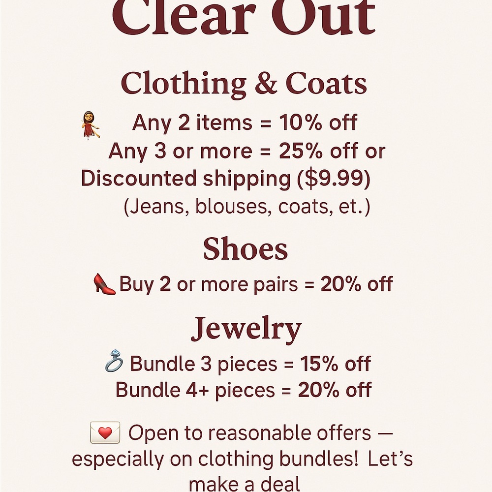 🔥 Bundle Sale – Clothing, Jewelry, Shoes! 🔥🤩🤩🤩🎉🎉